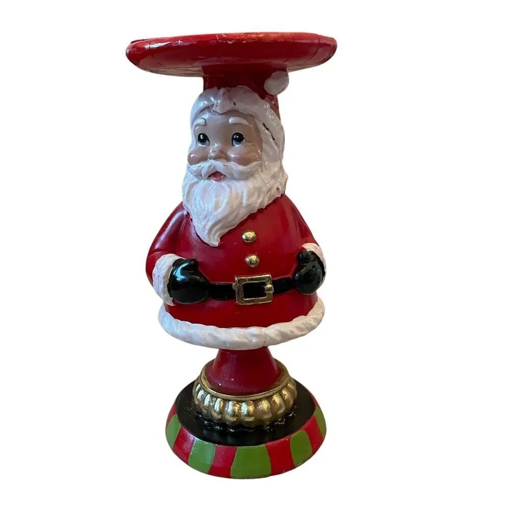 Martha Stewart Christmas Candle Holders 8.5in Santa & Snowman Holiday Decor New
